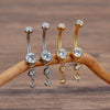 Titanium 14G Dangle CZ Gems Belly Button Ring Cubic Zirconia Drop Pendant Navel Nail Body Piercing Jewelry - Image 3