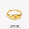 Stainless Steel Oval Face Zircon Paved Star Ring Gold Plated Rings For Lady - Image 1