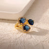 Gemstone Flower Stainless Steel Rings Zircon Adjustable Ring Women Wedding Anti Fading Jewelry Vacation Accessories Gift - Image 10