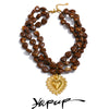 Autumn Winter Layered Acrylic Beads Handmade Chain Heart Pendant Necklace Stainless Steel Statement Jewelry - Image 1