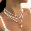 Imitation Pearl Heart Pendant Necklace with Toggle Clasp - Image 2