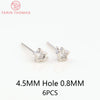 (2607) 4MM 6MM 7MM 8MM Gold Color Brass with Zircon Hooks Hole Round Stud Earrings Pins Jewellery Accessories Wholesales - Image 35