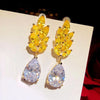 Simple and Elegant Square Cubic Zirconia Earrings Bling Yellow CZ Dangle Women Wedding Engagement Jewelry - Image 43