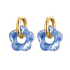 Flower Resin Acrylic Drop Earrings Gold Color Round Circle Stainless Steel Ear Buckle Hoop Earrings For Women Jewelry Gift - Image 1