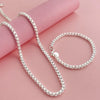 Silver 4mm Square Box Chain Necklace and Bracelet Set for Men and Women Party Jewelry - Image 3