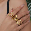 3 Pieces Of Retro Punk Exaggerated Asymmetrical Ring Set, Suitable For Women's Simple Geometric Hollow Circular Uniq - Image 1