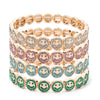 Happy Bangle Paved Diamond Enamel Beaded Bracelets For Women Boho Gold Color Elastic Bracelets - Image 1