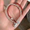 Silver Bracelet Red Persimmon Beaded Elastic Lucky Good For Woman Girl Jewelry Gift - Image 21