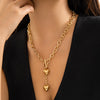 IngeSight.Z Retro Metal Heart Pendant Long Cross Chain Necklace for Women Punk Gold Color OT Buckle Choker Necklace - Image 2
