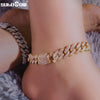 Hip Hop Iced Out Prong Cuban Link Chain Anklet For Women Gold Silver Color Prong Rhombus Cuban Anklets Bracelet Jewelry - Image 1