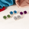 Rose Flower Rhinestone Stud Earrings For Women Blue Red Purple Round Bouquet Crystal Earring Wedding Jewelry Gift - Image 5