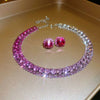 Green Rhinestone Necklace Stud Earrings For Women Crystal Choker Necklaces Ladies Weddings Banquet Jewelry Set K - Image 14