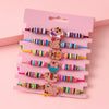 6pcs/Set Cartoon Capybara Zinc Alloy Soft Clay Handmade Adjustable Rope Bracelet For Girls - Image 4