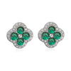 Golden Plated Inlaid CZ Stone Flower Shape Stud Earrings Sparkling Multi-colour 4-Leaf Flower Earrings Romantic Jewelry - Image 12
