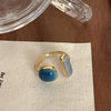 Silver Open Finger Ring Golden Enamel Donut Dazzling Geometric Punk For Women Jewelry Gift - Image 8