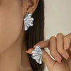 Vintage Irregular Half Flower Stud Earrings for Women Elegant Geometric Metal Petals Piercing Earring Party Jewelry Gifts - Image 8
