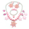 Children Snowflake Elsa Dress Up Jewelry for Girls Pink Rosy Blue Purple Necklace Bracelet Ring Earrings Aurora Rapunzel Cosplay - Image 3