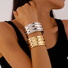 Men Women's Wide Cuff Open Bracelet Punk Asymmetric Geometric Bracelets Bangles Statement Gothic Hand Jewelry Gifts - Image 3