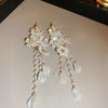 Handmade White Imitation Pearl Dangle Earrings for Women French Elegant Bridal Wedding Romantic Flower Tassel Pendant Earring K1 - Image 14