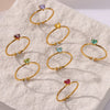Zircon Heart Birthstone Rings For Women Stainless Steel Gold Color Birthstone Ring Aesthetic Wedding Jewelry Gift - Image 3