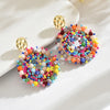 Bohemain Colorful Round Crystal Beads Drop Earrings for Women Ladies Handmade Geometric Metal Earrings Summer Party Jewelry Gift - Image 3