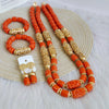 32inches 2Layers orange artifinal nigerian coral bead jewelry set wedding - Image 1