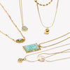 Marble Sun Pattern Round Mini Turquoise Eye Retro Round Coin Rectangular Snake Chain Freshwater Pearl Necklace - Image 2