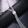 INS Shiny Rhinestone Pearl Long Tassel Necklace Ladies Personality All Match Party Dance Clavicle Chain Necklace Jewelry