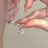 Crystal Star Drop Earrings for Women Girls CZ Zircon Silver Color Five Pointed Star Ear Buckle Party Jewelry - Image 1
