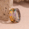 Rectangular Water Droplet Geometric Zircon Ring Gold Plated 316L Stainless Steel Decoration - Image 4