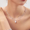 Silver Double-Deck Water Droplet Shape Women Choker Zircon Chain Necklace Jewelry Wedding Party Gift - Image 1