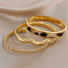 Vintage Leopard Print Woven Wave Stainless Steel Bangle for Women Golden Spring Bracelet Charm Jewelry Accessories - Image 6