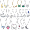 Silver Four-Leaf Clover Butterfly Star Moon Heart Key Necklace fit Women Jewelry Valentine's Day Gift - Image 1