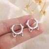 Silver Color Hollow Cat Ear Girls Buckle Cute Cat Model Suitable Girl Earrings for Women Jewelry - Image 1