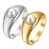 Chic Single Pearl Ring Chunky Stacking Finger Ring Simple Minimalist Couple Anniversary Jewelry - Image 2