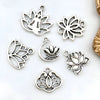 10/22-Piece Antique Silvery Lotus Charms Pendant Set for Handmade Jewelry Crafting (Necklaces/Bracelets/Earrings) - Image 3