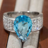 Big Drop Sky Blue CZ Rings for Women Elegant Lady's Finger Accessories Wedding Anniversary Party Jewelry - Image 5