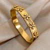 Stainless Steel Bubble Flower Bracelet with Rhinestones for Women Cuff Bangles Stackable Party Jewelry Accessories - Image 2