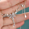 Teardrop Round Cubic Zirconia Collarbone Charm Chain CZ Lab Diamond Silver Plated Women Snowflake Pendant Necklace Jewelry - Image 3