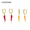 Yellow Red Small Chili Hoop Earrings For Women Girl Creative Silver Ear Buckle Earrings Gifts Female Jewelry - Image 2