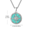Turquoise Pendant Necklace for Men, Stainless Steel Box Chain Geometric Square Compass Stone Vintage Jewelry Gift - Image 12