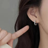 Silver Crystal Zirconia Hoop Earrings for Women Simple Heart Zircon Circle Drop Earrings Punk Jewelry Party Gifts - Image 3
