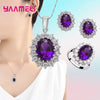 Silver Plated Women Wedding Engagement Jewelry Sets Princess Oval Zircon Crystal Necklace Earrings Ring - Image 7