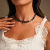 8-9 mm Freshwater Black Pearl Jewelry Necklace Silver Flower Buckle Jewelry For Women - Image 1