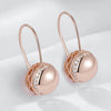 Rose Gold Color Big Glossy Ball Drop Earrings For Women Simple Zircon Accessories Ethnic Bride Wedding Jewelry - Image 4