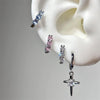 1pcs Shiny Zircon Cross Earrings for Women Stainless Steel Ear Bone Nail Ear Accessories - Image 2