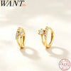 Silver Double Row Zircon Huggies Hoop Earrings for Women Statement Gold Party Jewelry Gift - Image 1