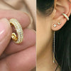 Cubic Zirconia Sparkling C Huggie Ear Cuff Earrings for Women Gold Plated Hoop Clip on Cartilage Earring - Image 2