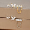 Three-Piece Stainless Steel Butterfly Chain Earring Set with Crystal Accents in Gold-Tone or Silver-Tone - Image 2