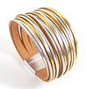 Simple Gold Silver Color Leather Bracelets For Women Boho Multilayer Strips Wide Wrap Bracelet Jewelry - Image 7